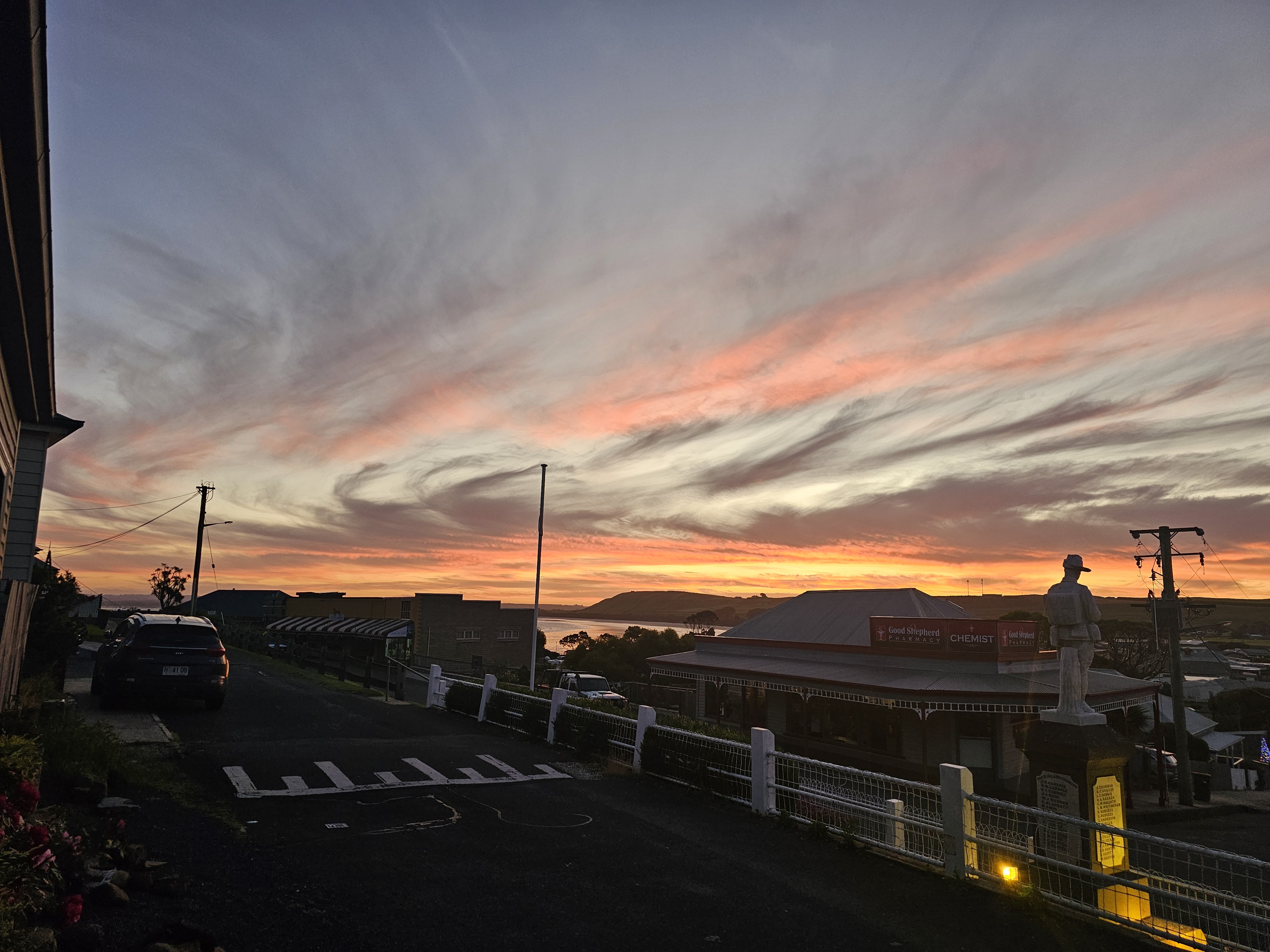 Stanley township at sunset